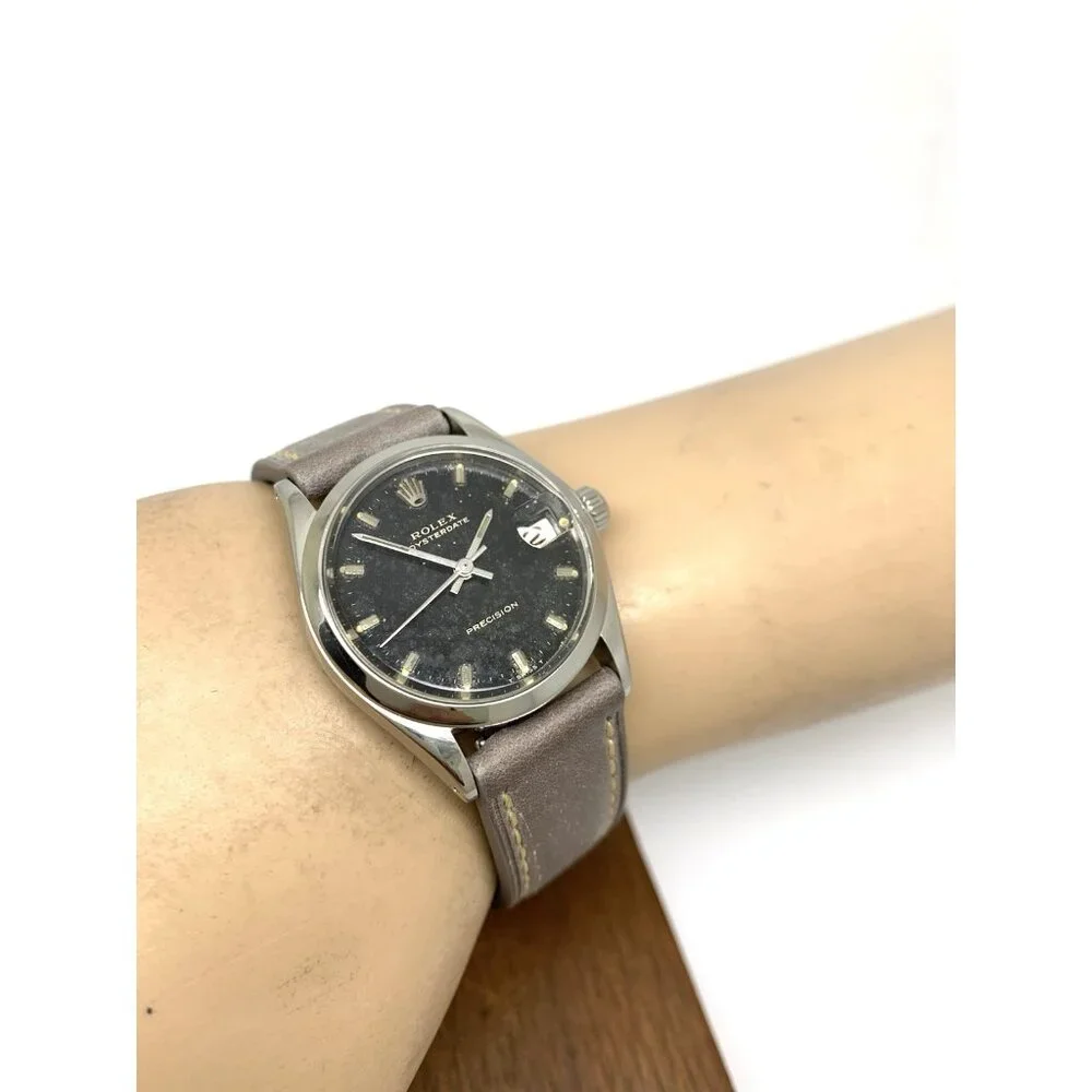 Rolex Oysterdate Watch 6466 Swiss Manual Wind Vintage 1969 Black Dial Date 30mm